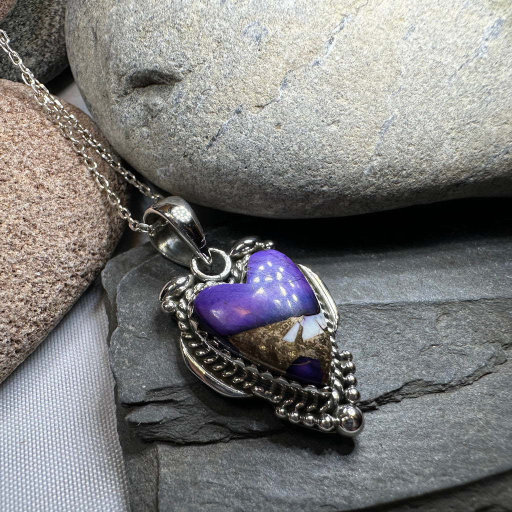 Purple Heart Necklace in Sterling Silver