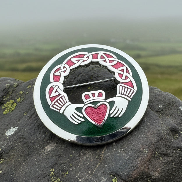 Enamel Irish Claddagh Brooch