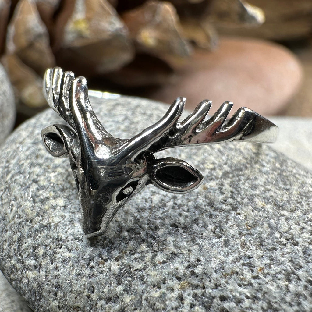 Celtic Stag Ring in Sterling Silver