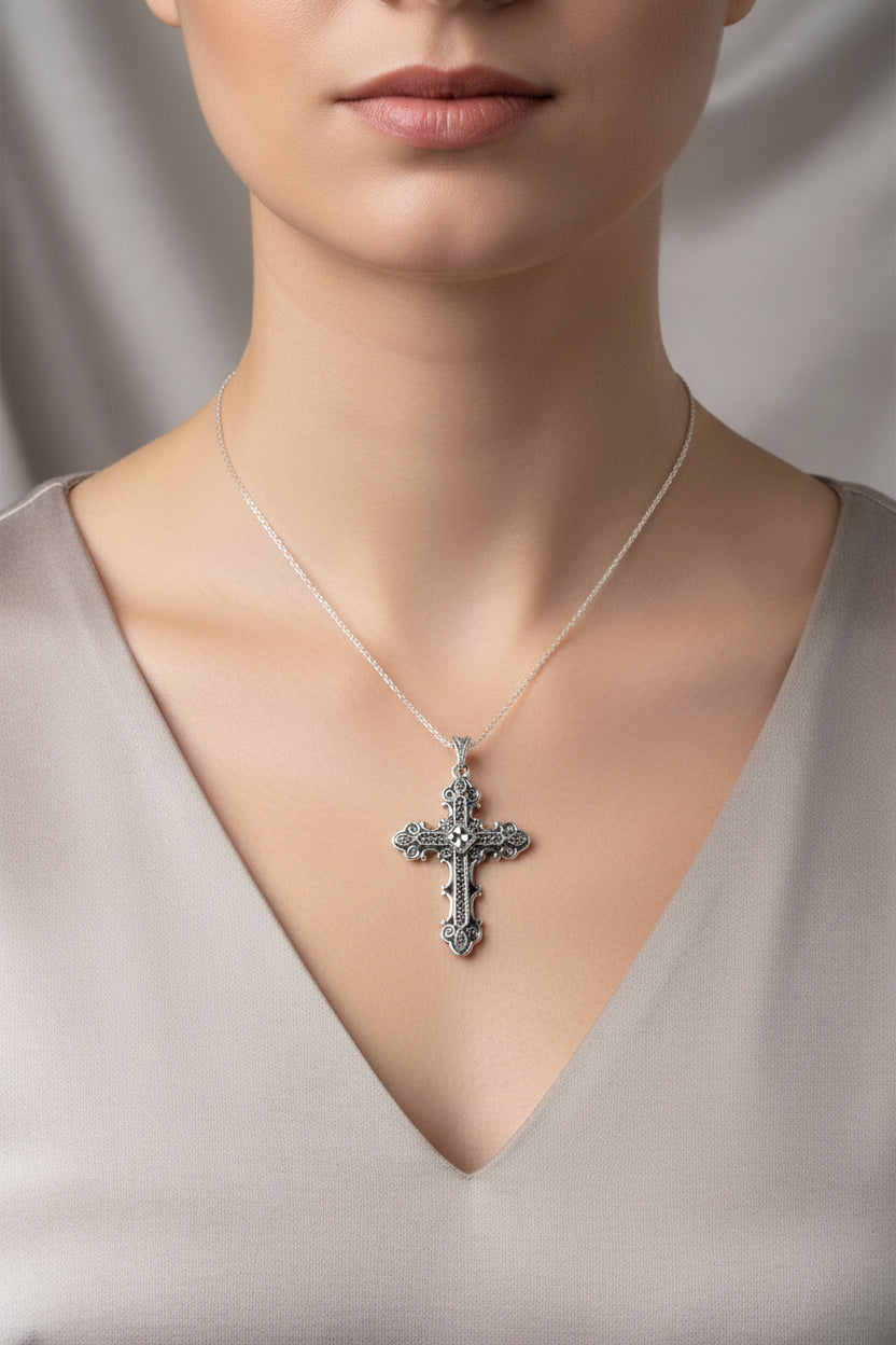 Jehanne Marcasite Cross Necklace