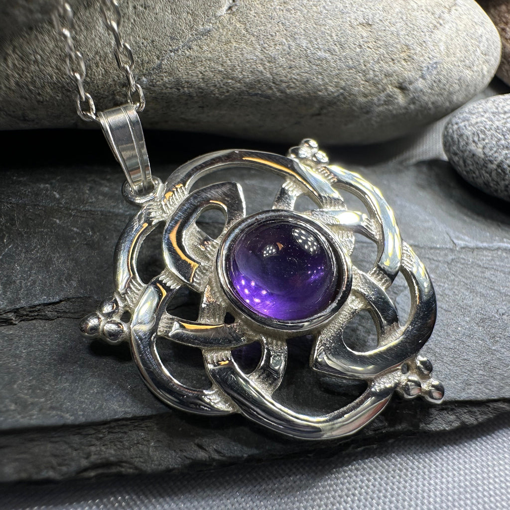 Kyrie Amethyst Celtic Knot Necklace - Handmade in Scotland