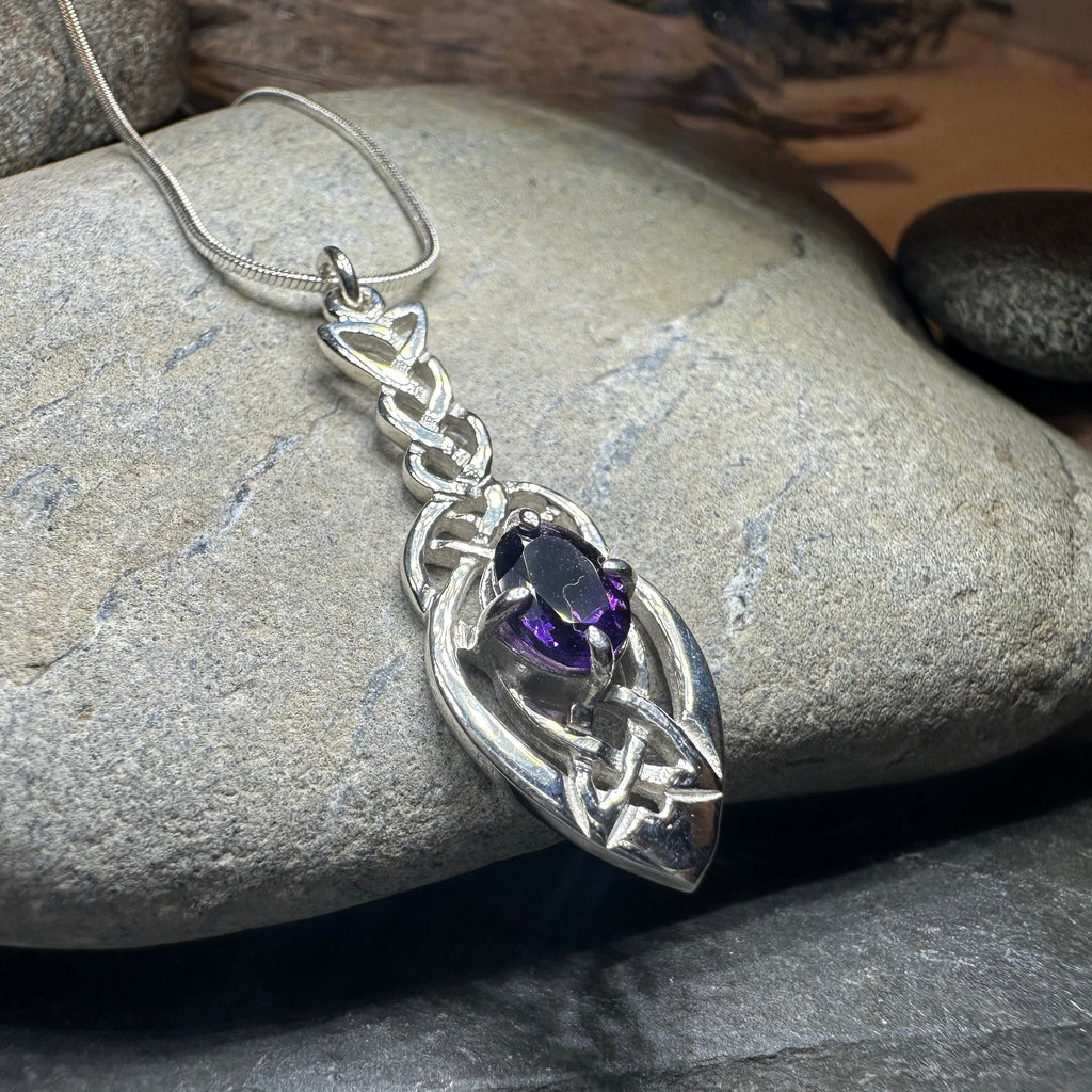 Georgina Celtic Knot Amethyst Necklace - Handmade in Scotland