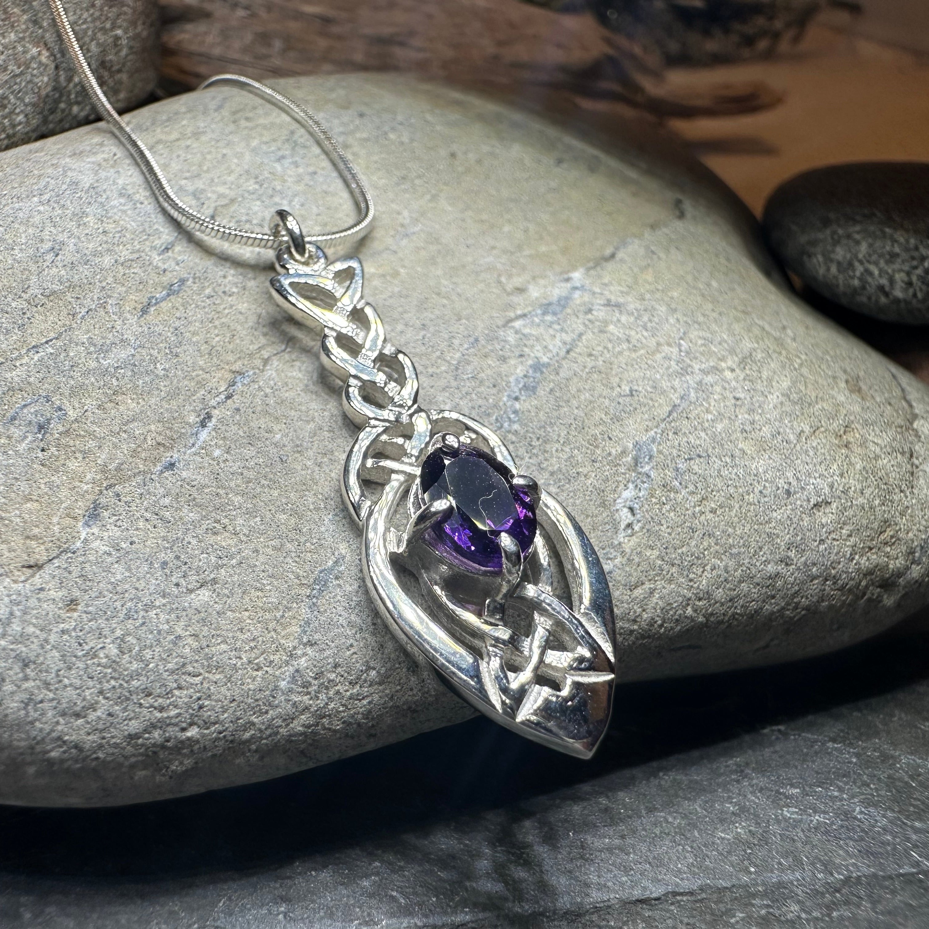 Georgina Celtic Knot Amethyst Necklace - Handmade in Scotland