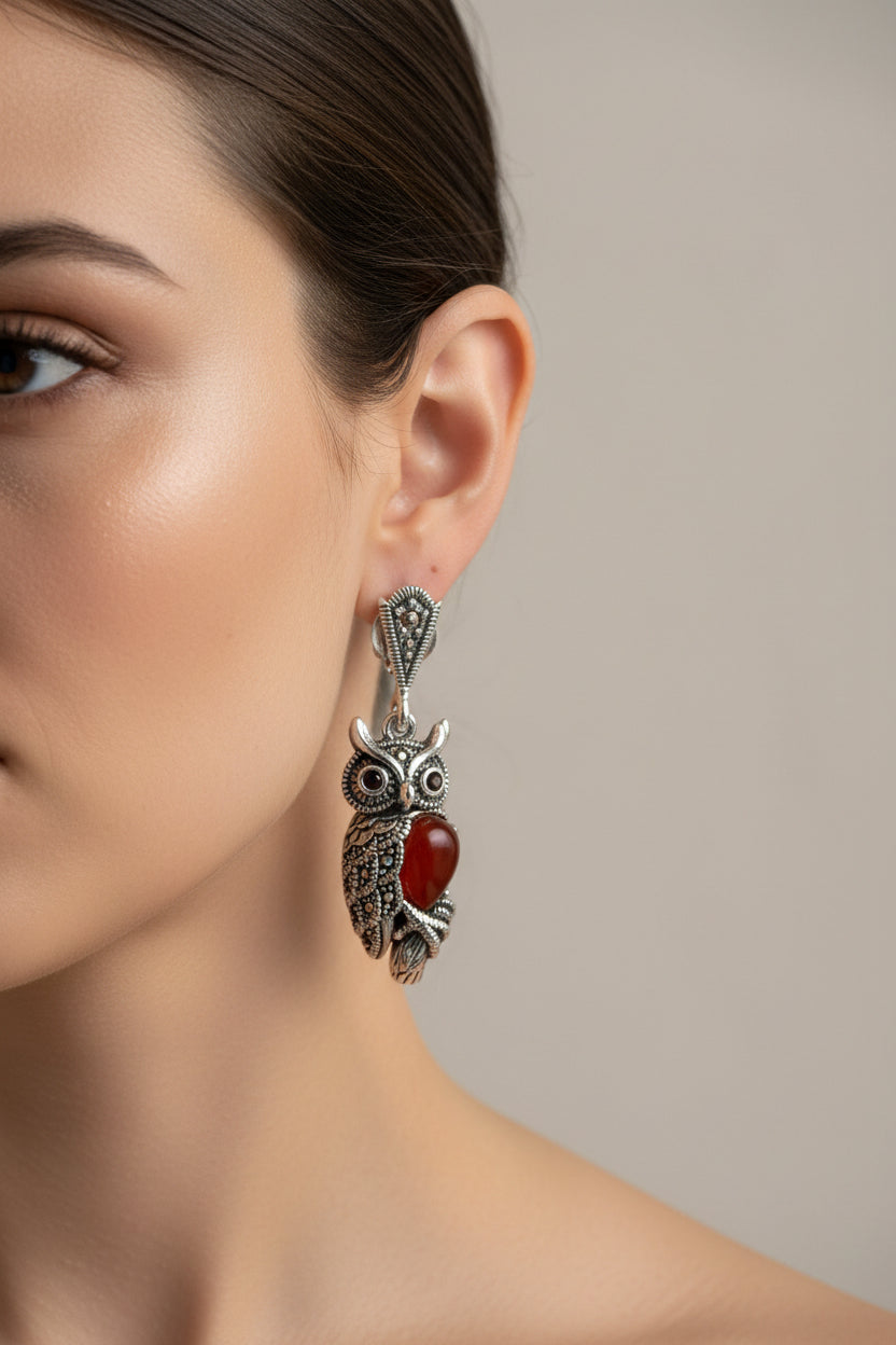 Marcasite Owl Earrings