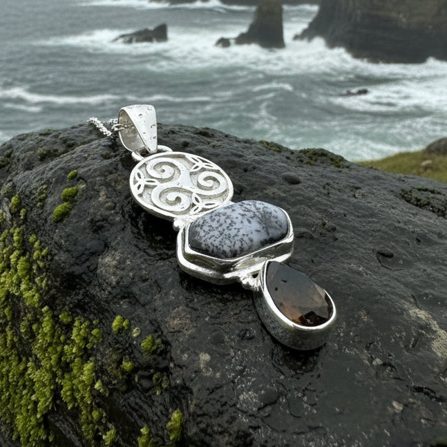 Abria Celtic Spiral Necklace in Sterling Silver