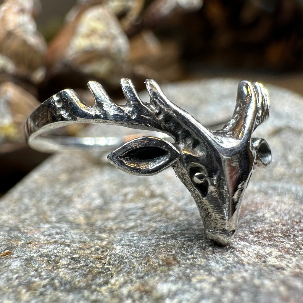 Celtic Stag Ring in Sterling Silver