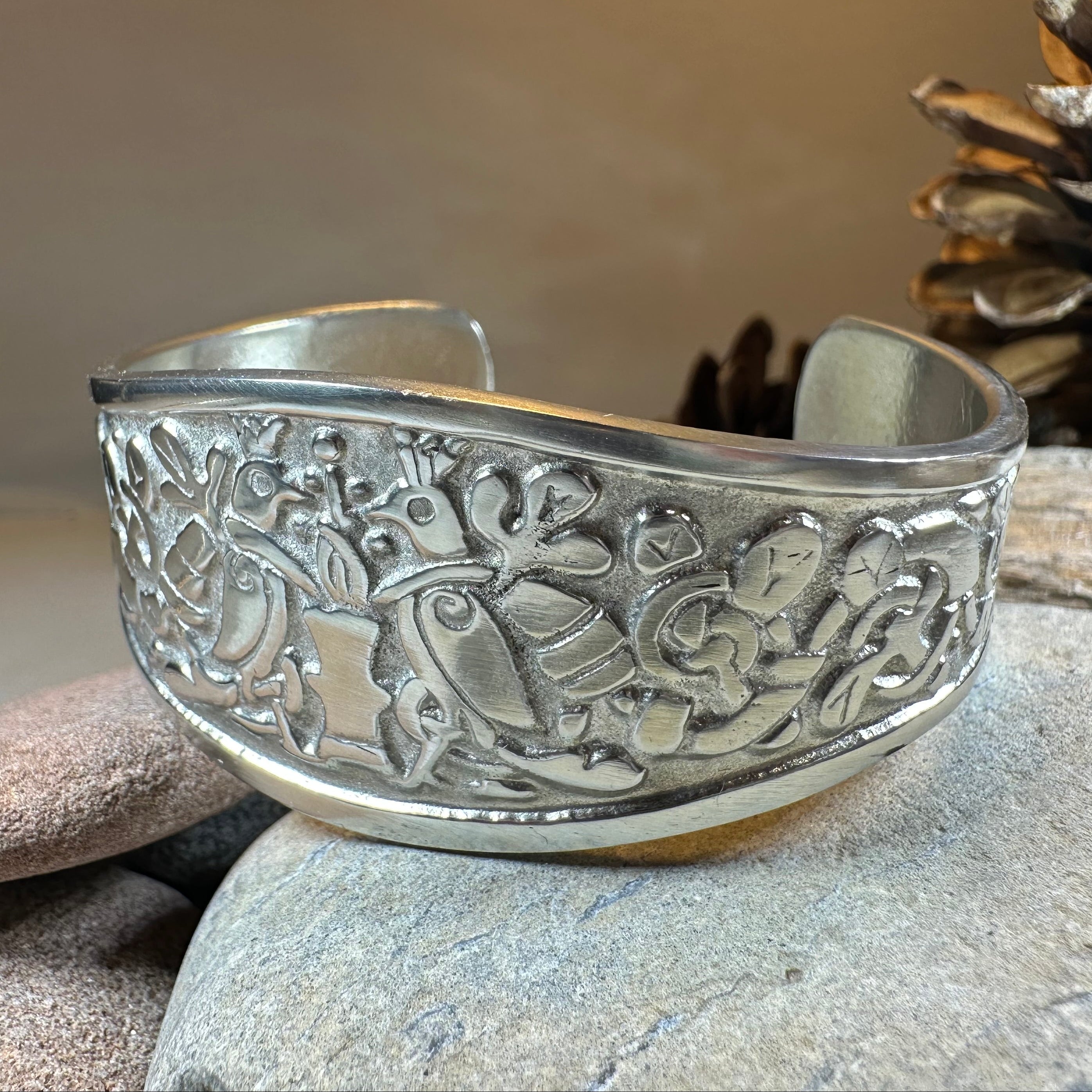 Celtic Love Birds Cuff Bracelet - Handmade in Scotland