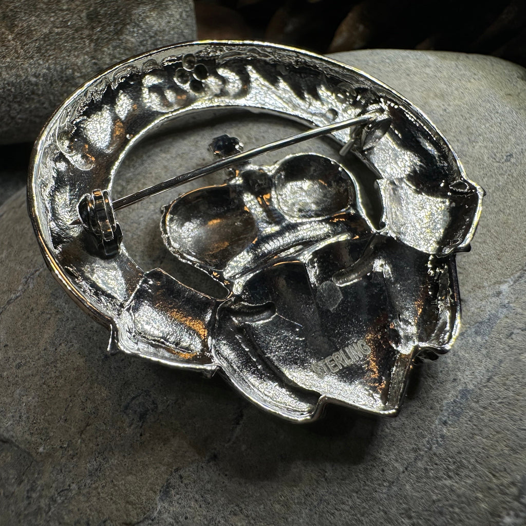Victorian Irish Claddagh Brooch in Sterling Silver