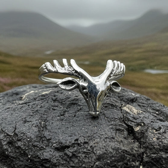 Celtic Stag Ring in Sterling Silver