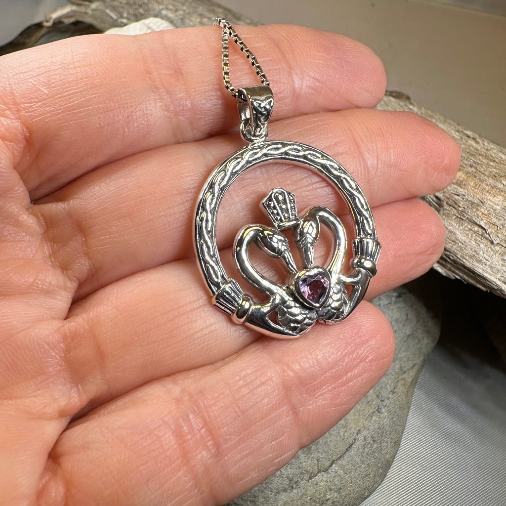 Celtic Swan Claddagh Necklace in Sterling Silver