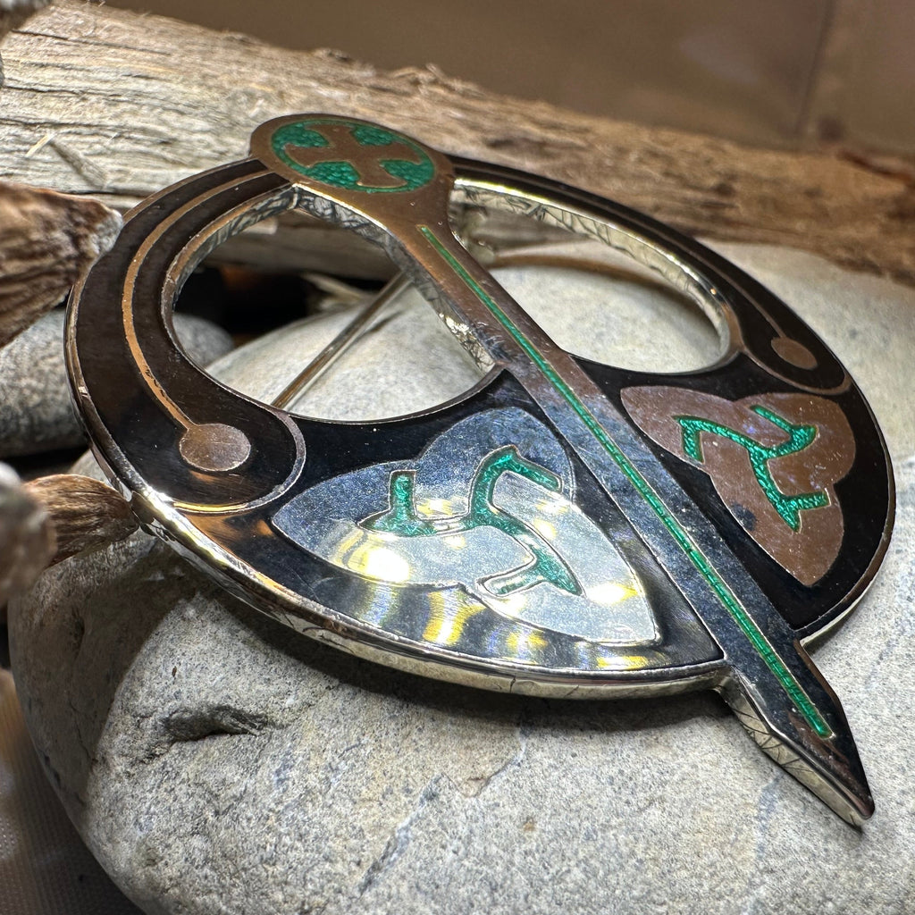 Enamel Celtic Trinity Knot Tara Brooch