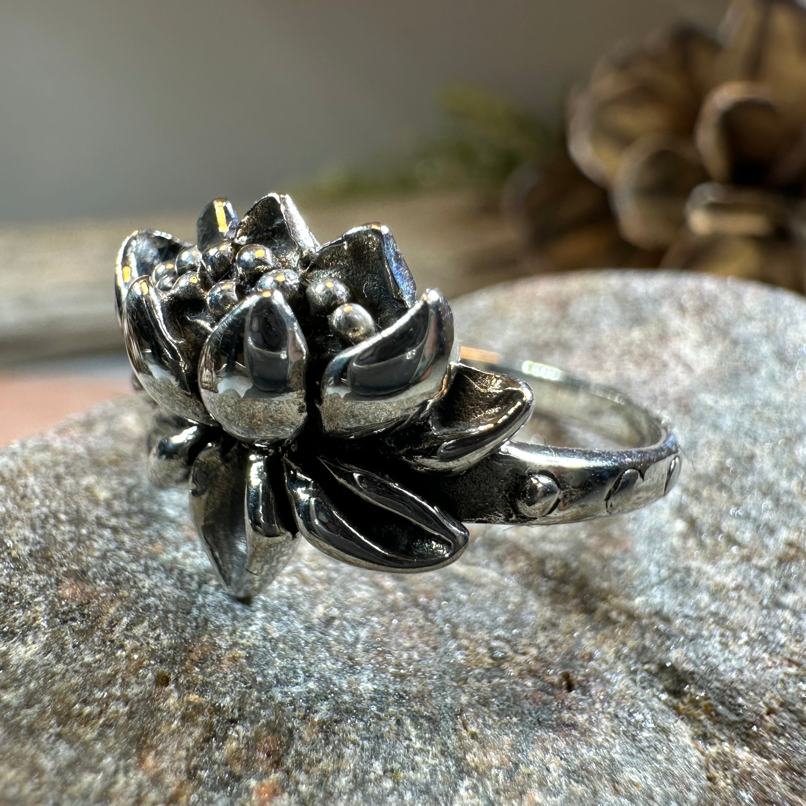 First Bloom Lotus Ring in Sterling Silver