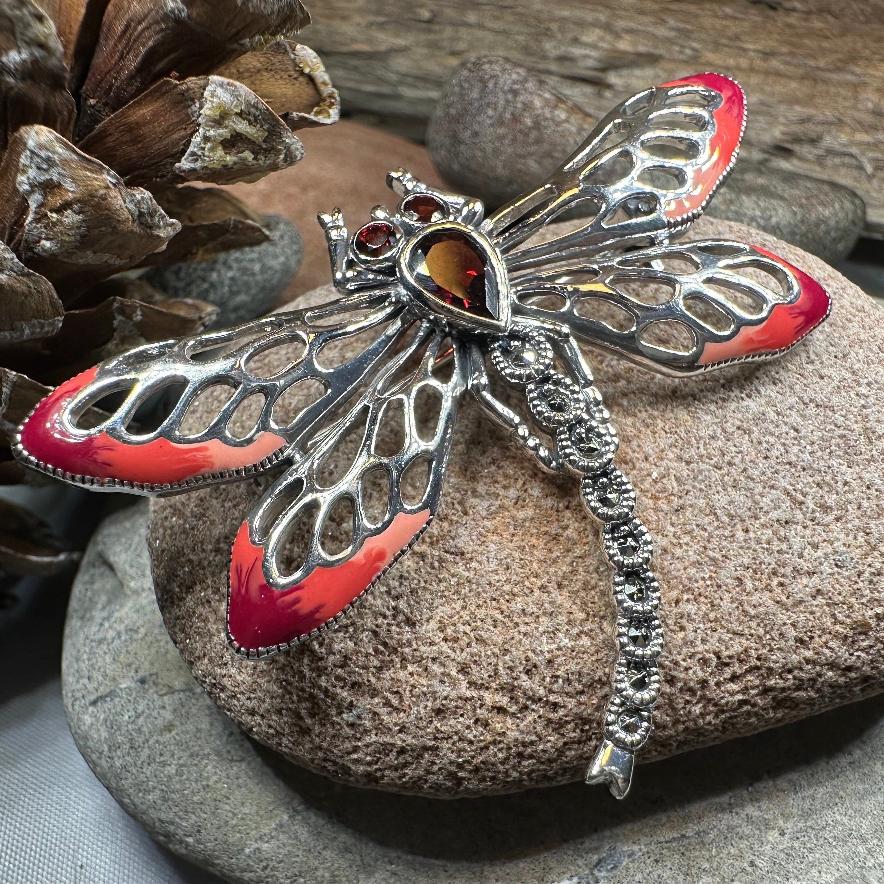 Damsel Dragonfly Marcasite Brooch