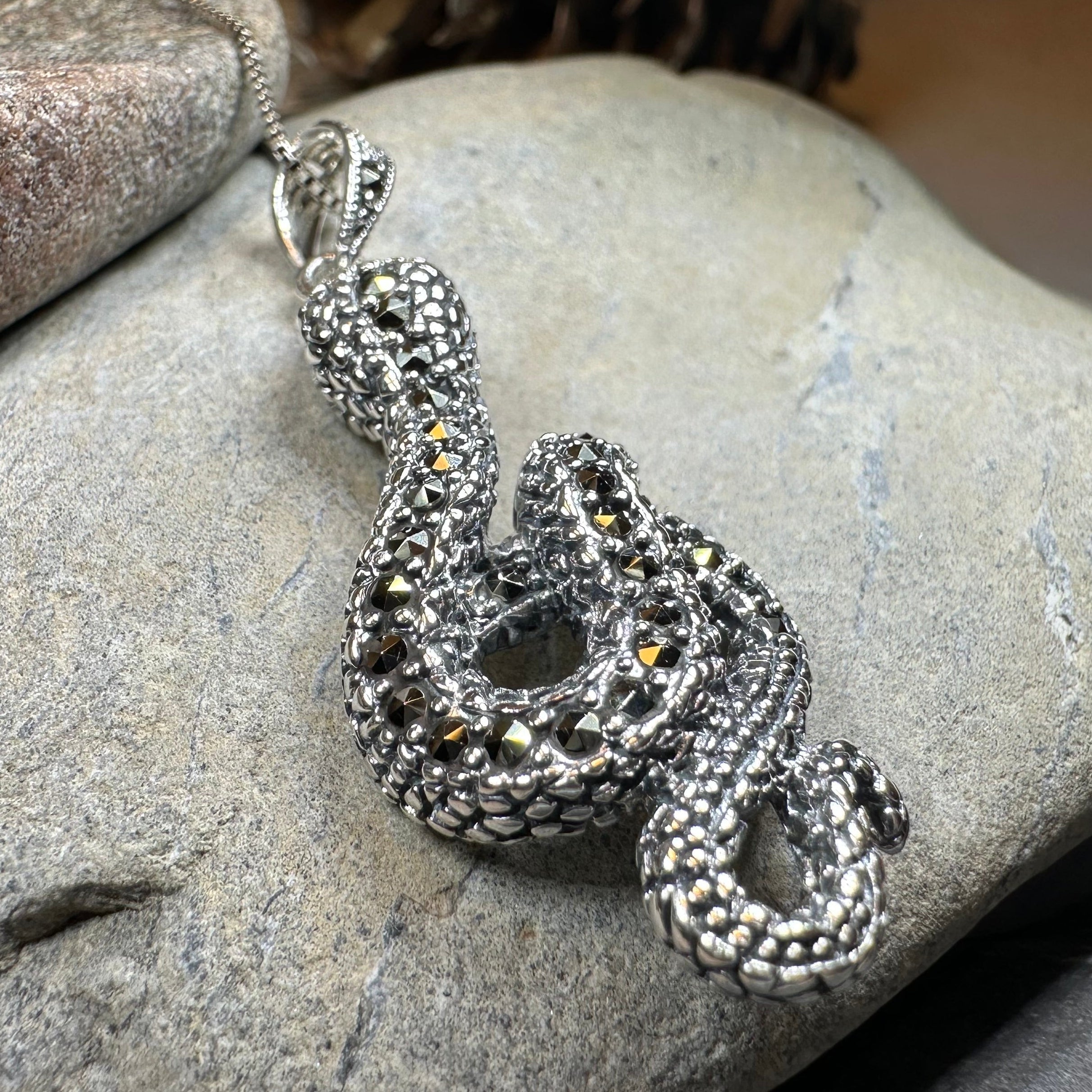 Calantha Marcasite Snake Necklace in Sterling Silver