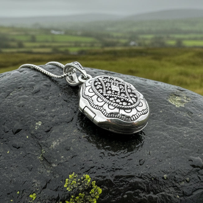 Florent Classic Oval Marcasite Locket Necklace