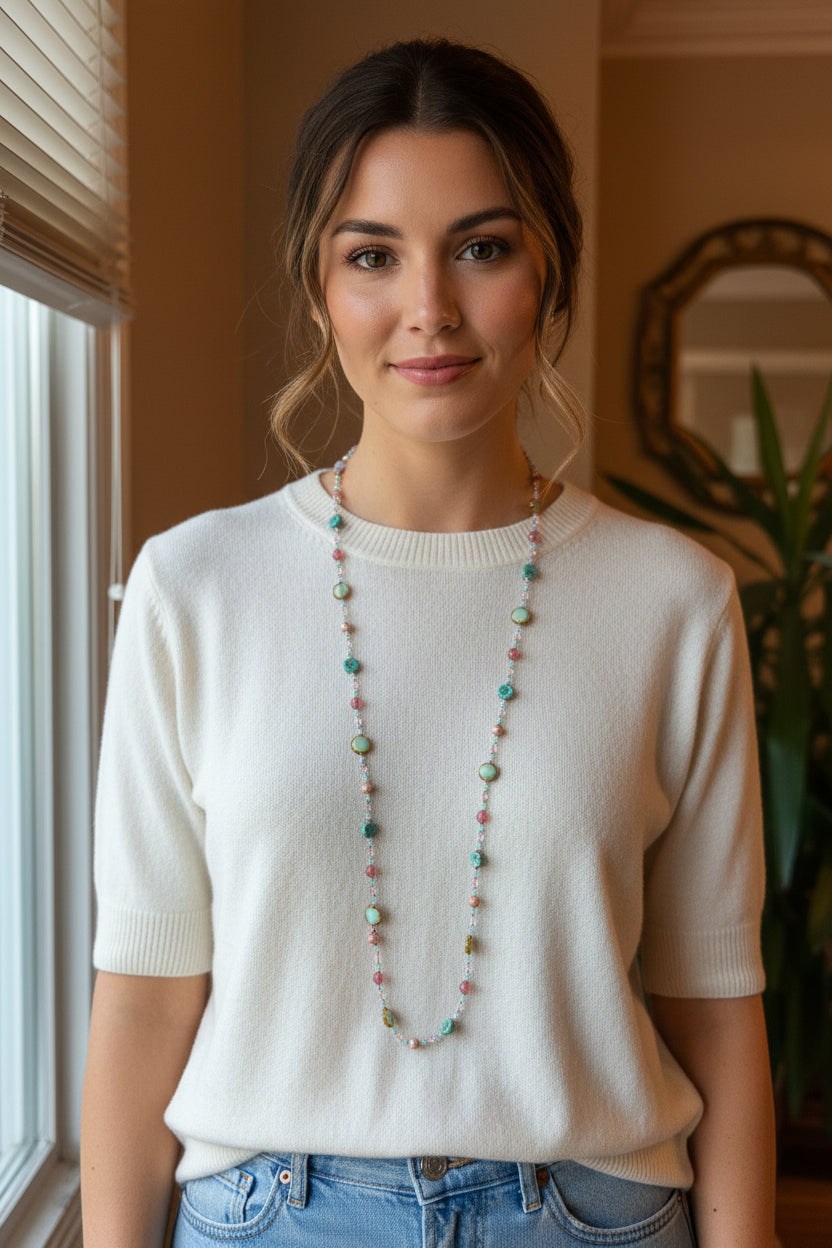 Pink Beach Blossom Long Necklace