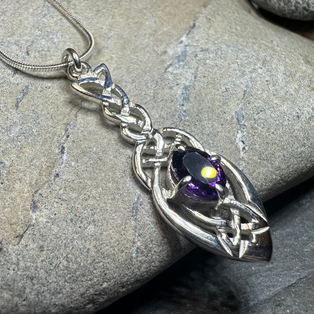 Georgina Celtic Knot Amethyst Necklace - Handmade in Scotland