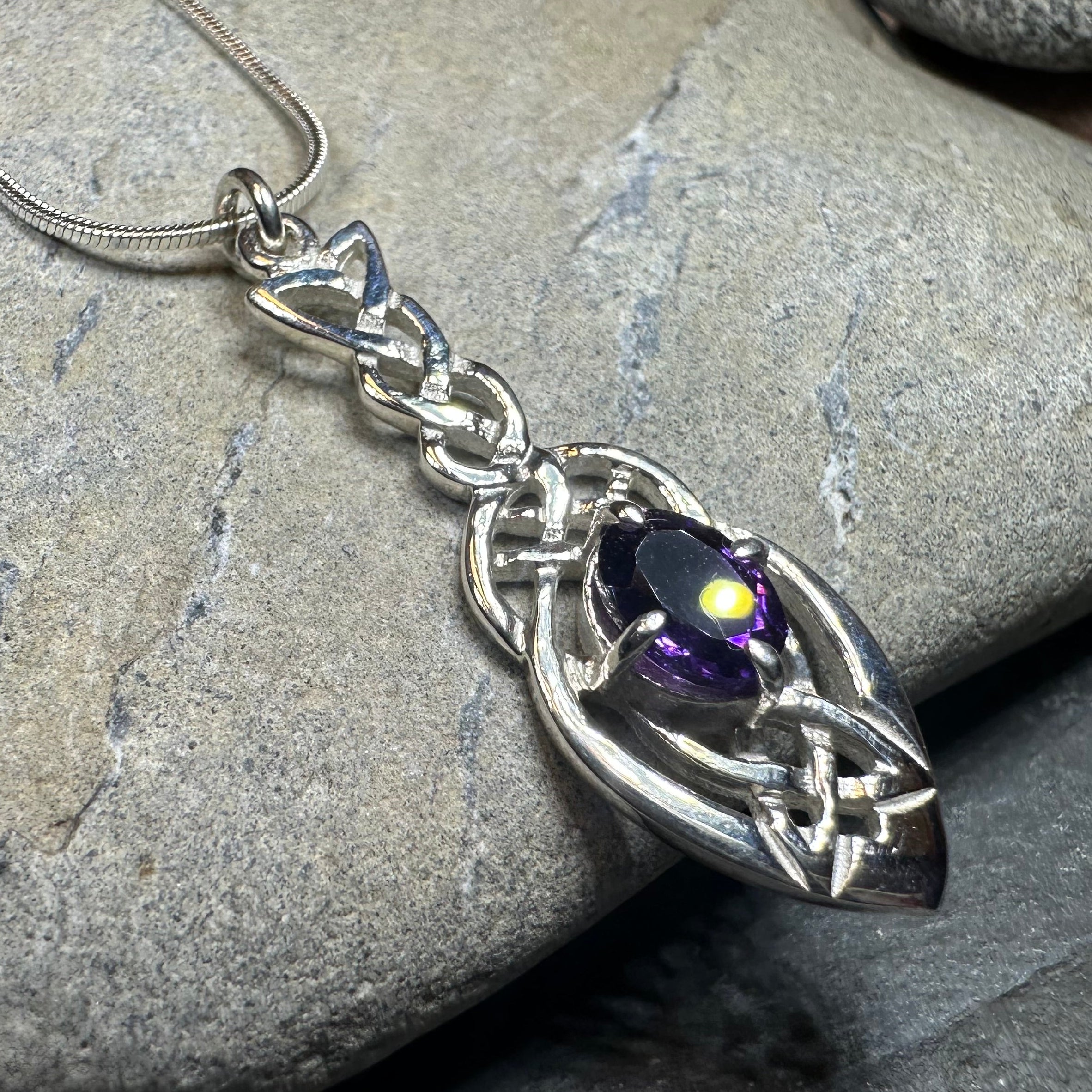 Georgina Celtic Knot Amethyst Necklace - Handmade in Scotland