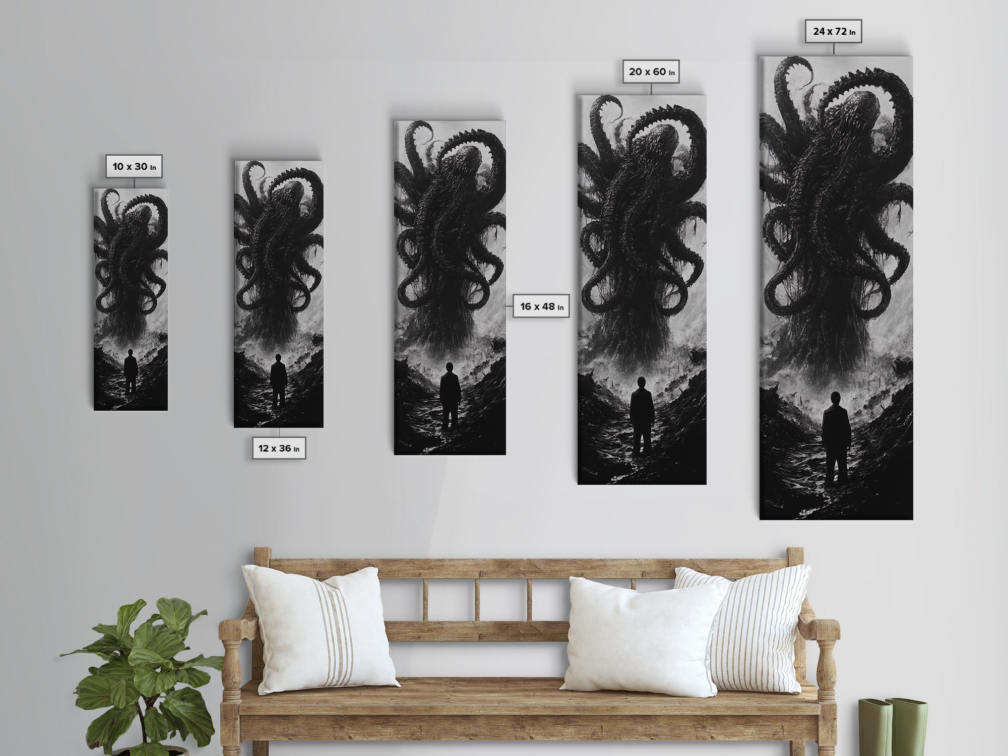 Cosmic Horror Wall Art Framed Canvas, Cthulu Painting, Lovecraftian Style Horror Painting, Horror Decor, Halloween Wall Art, Clearance Art