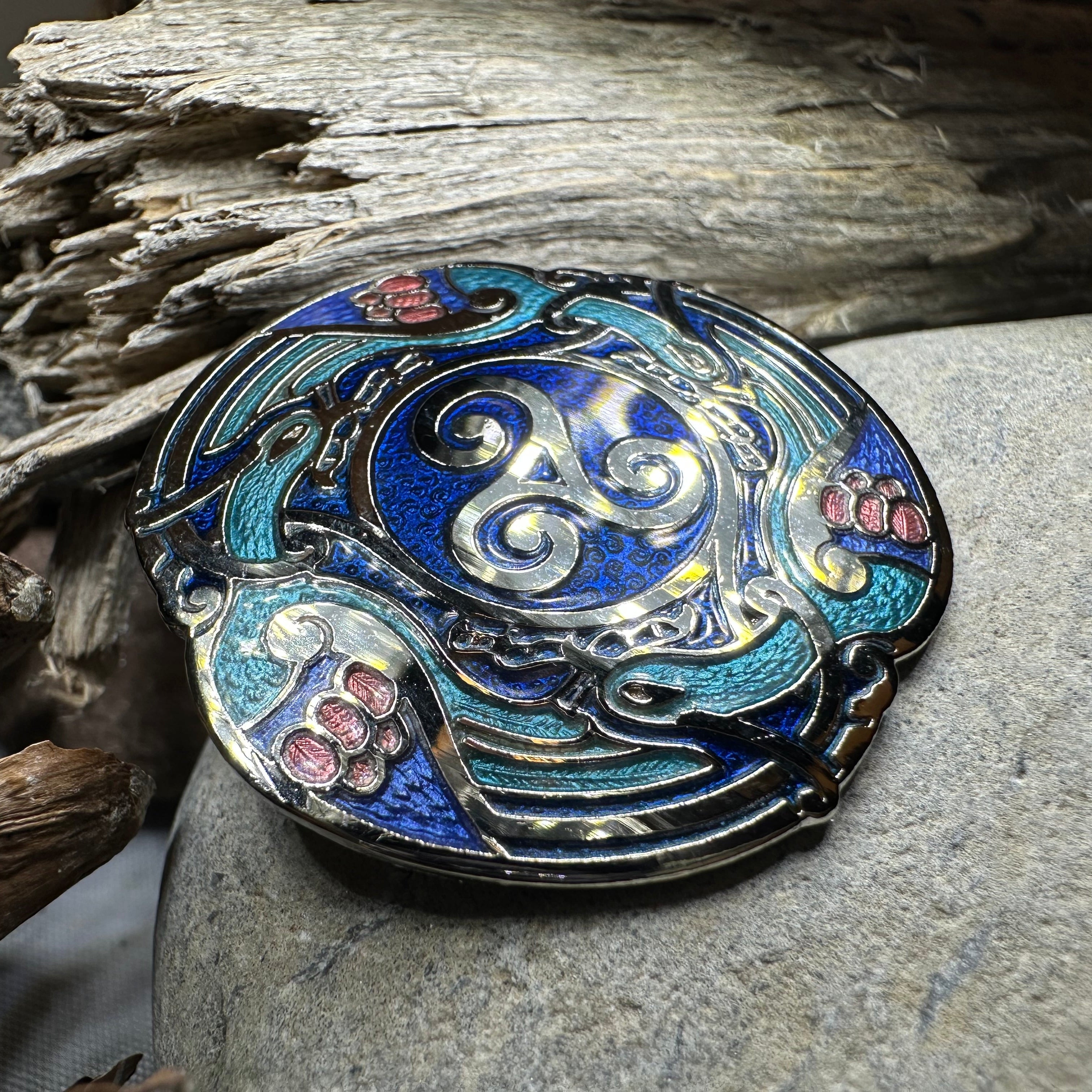 Celtic Birds Enamel Brooch
