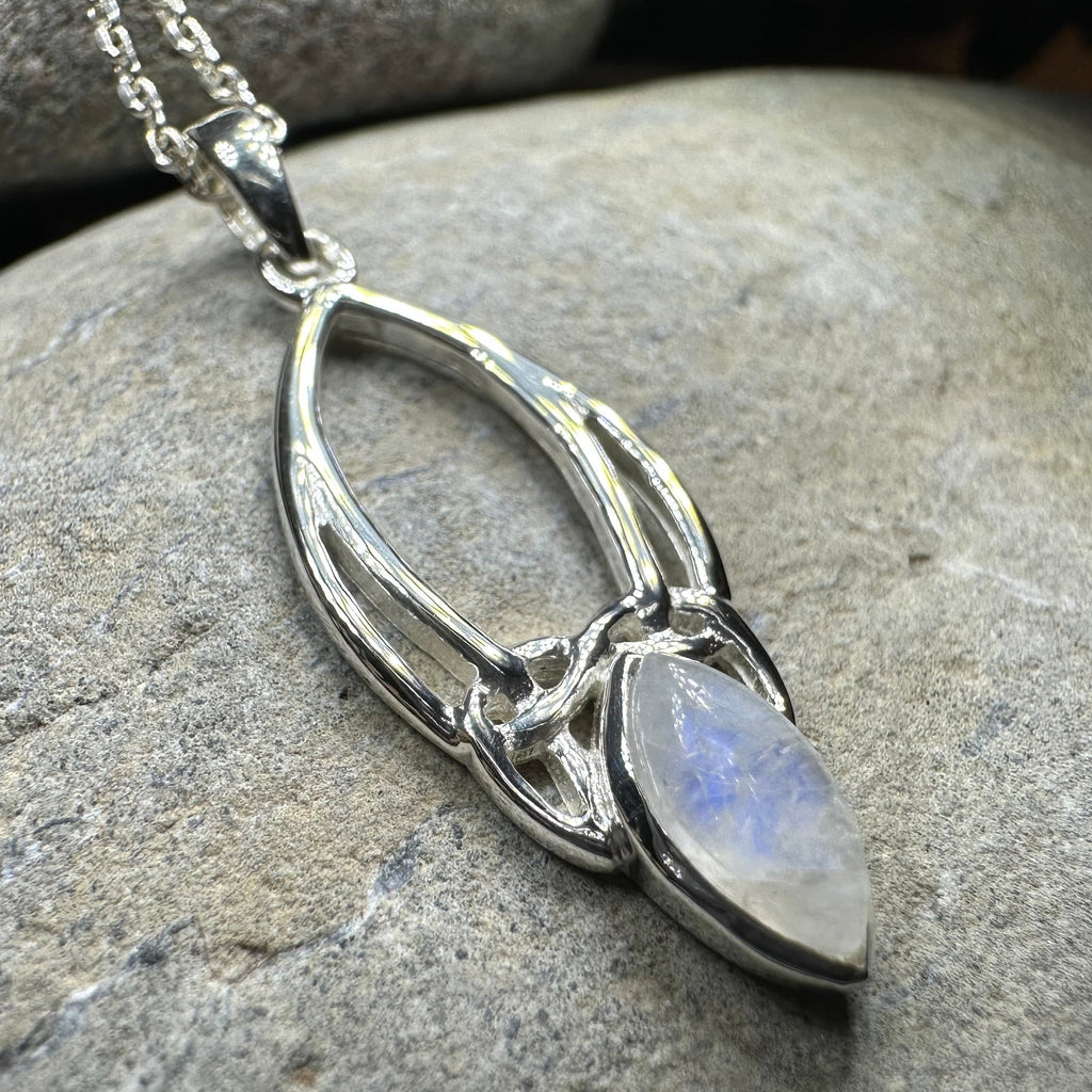Elegant Moonstone Celtic Trinity Knot Necklace