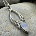 Elegant Moonstone Celtic Trinity Knot Necklace