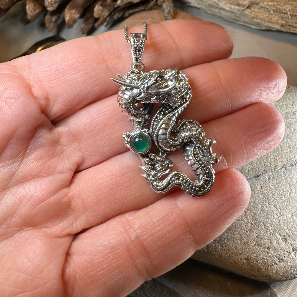 Avrae Marcasite Dragon Necklace in Sterling Silver