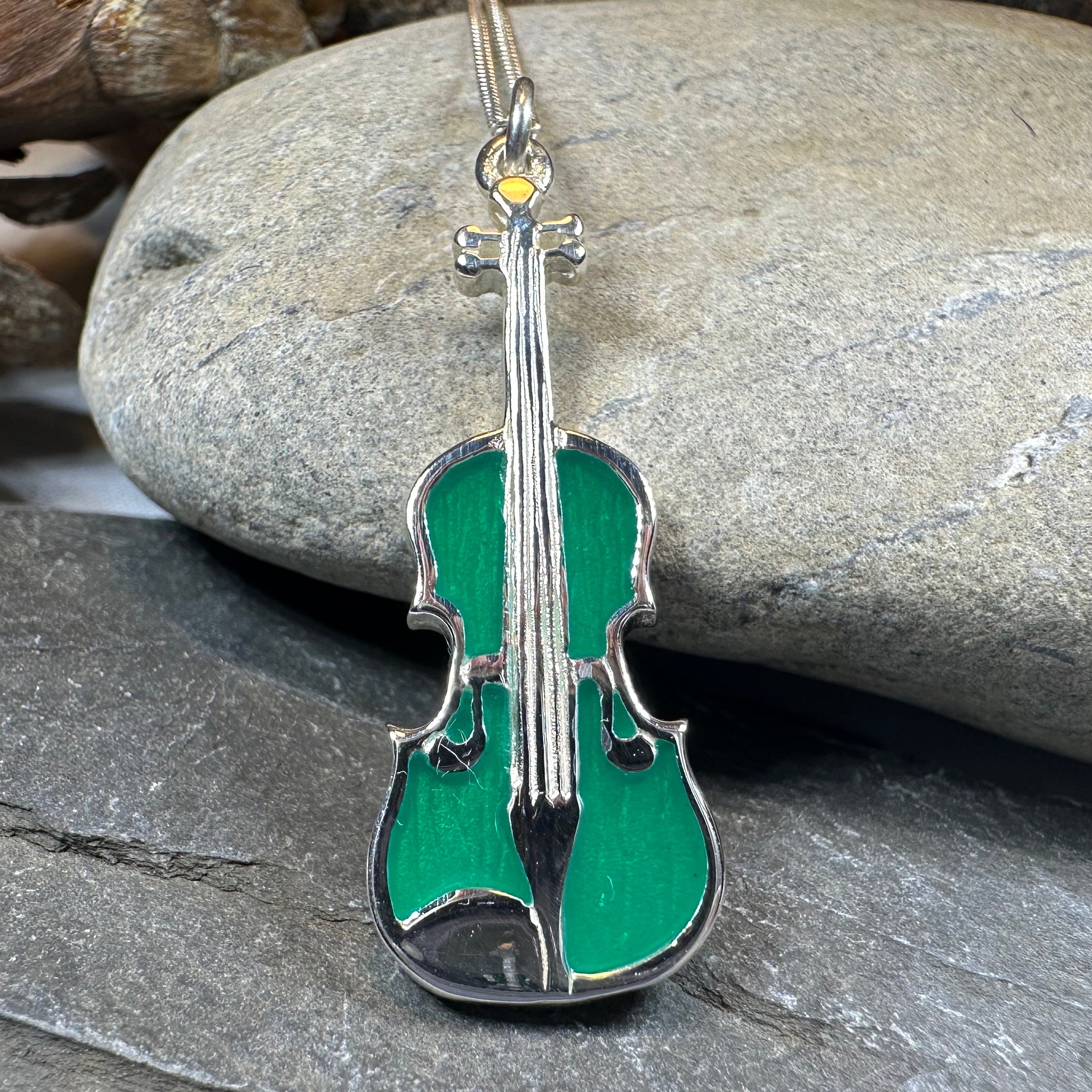 Realistic Enamel Fiddle Necklace - Handmade in Scotland