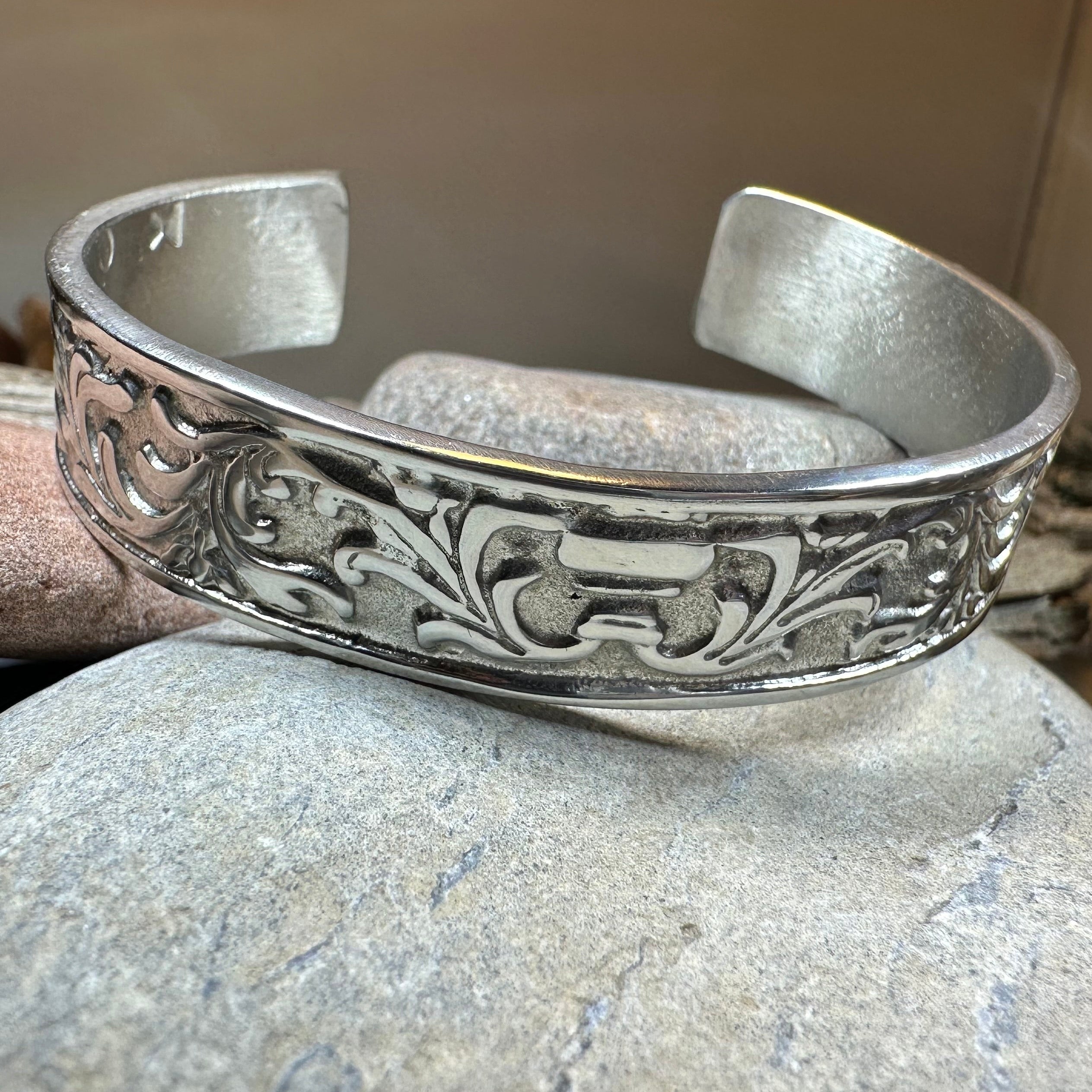 Baroque Pewter Cuff Bracelet - Handmade in Scotland