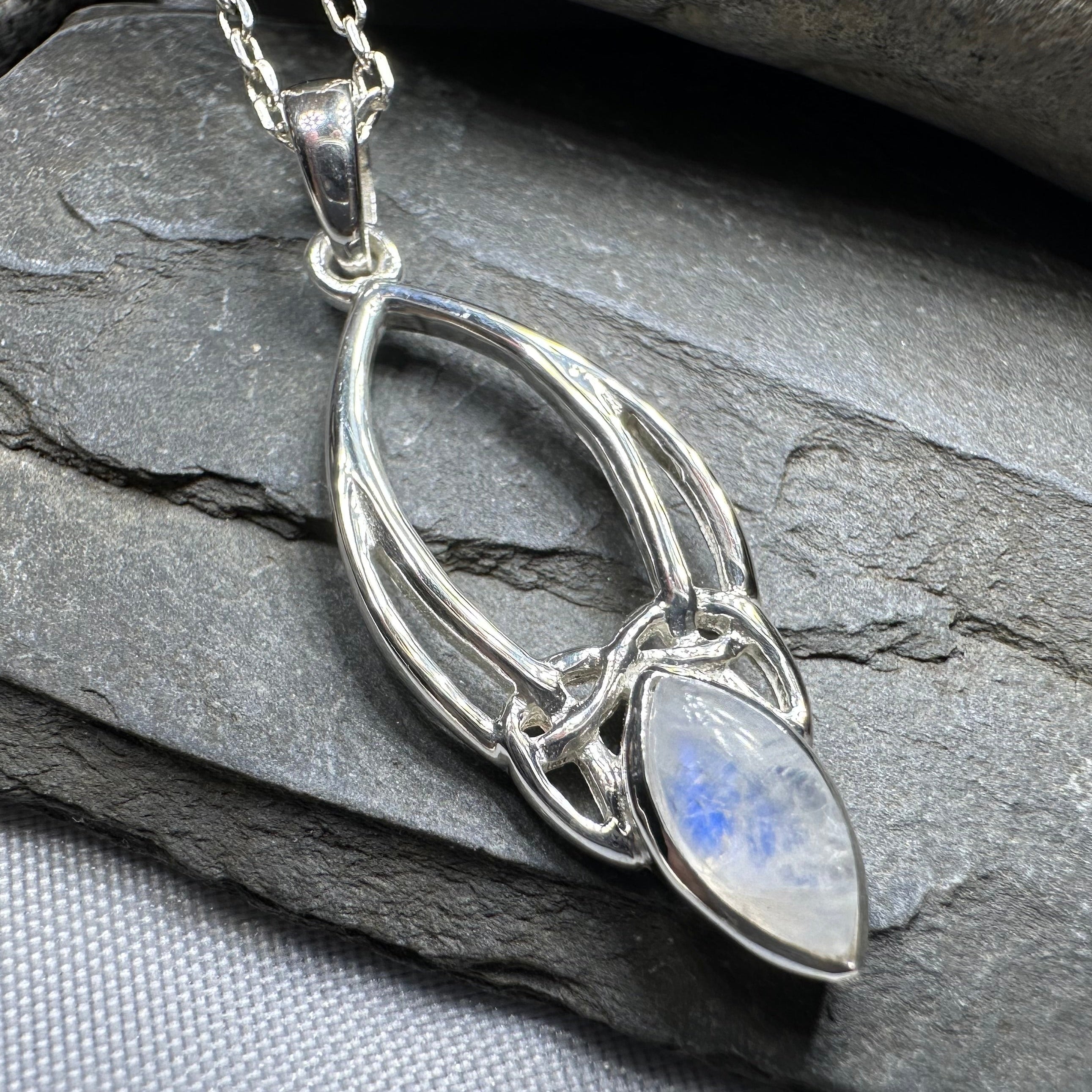 Elegant Moonstone Celtic Trinity Knot Necklace