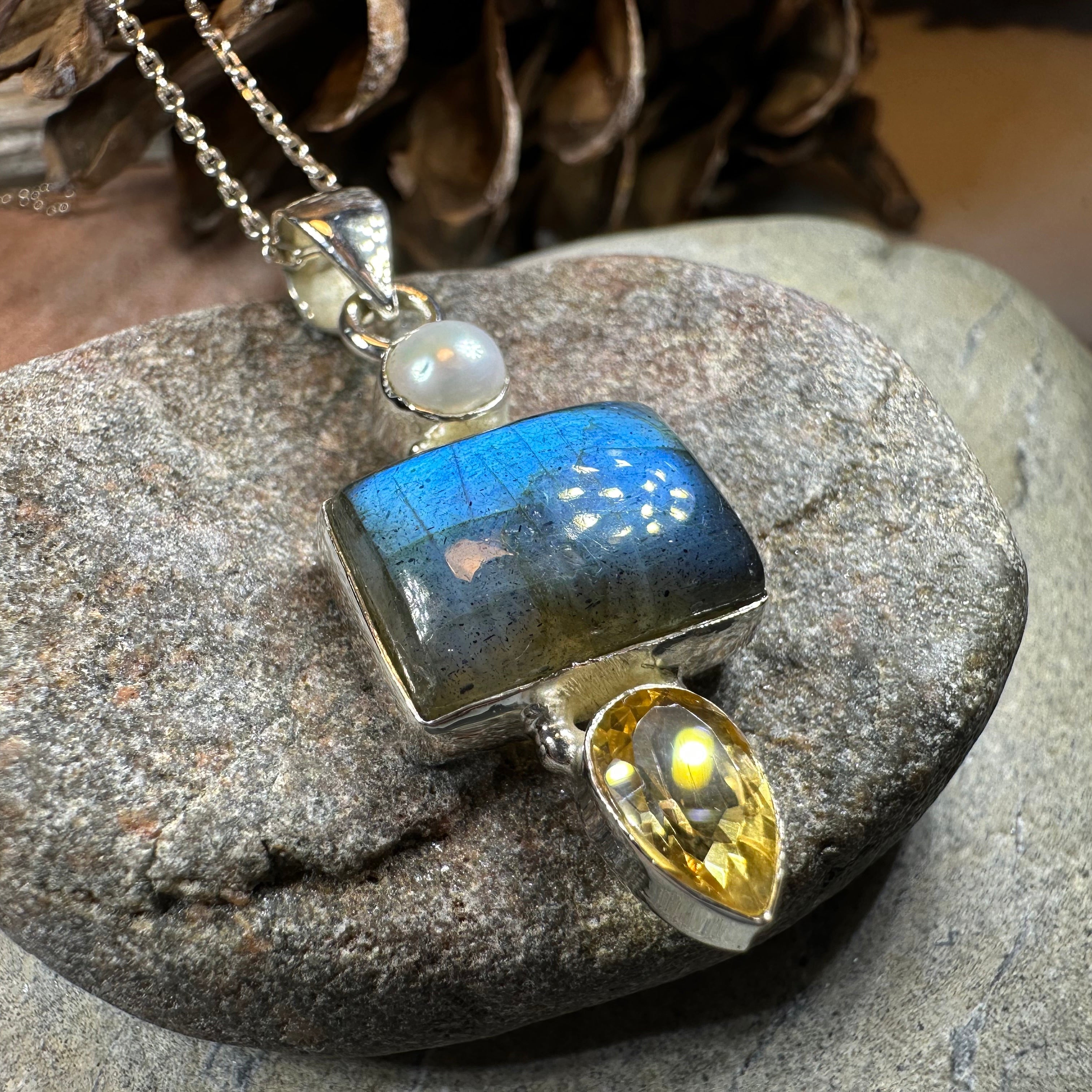 Citrine Blue Labradorite Necklace