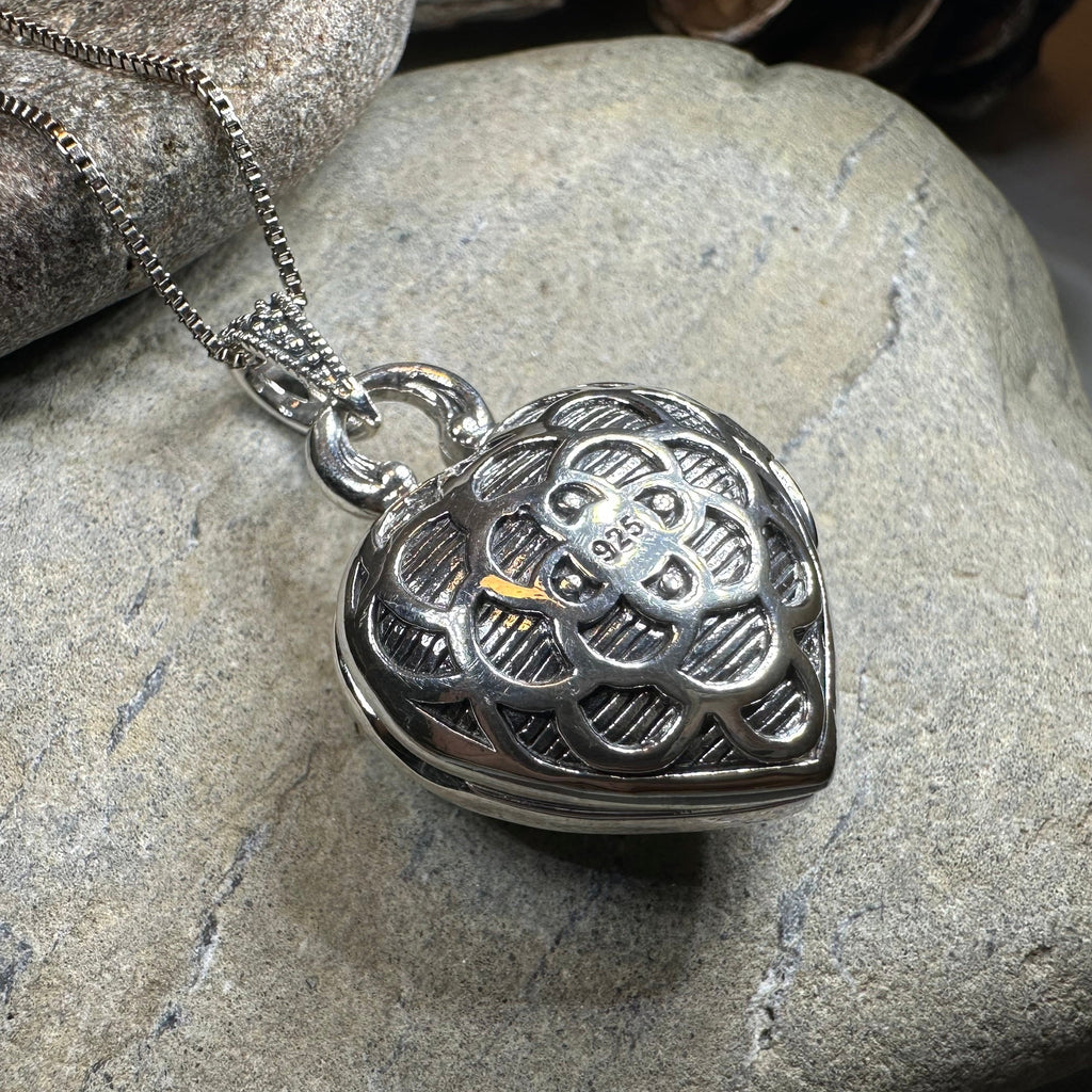 Locket Heart Marcasite Necklace in Sterling Silver