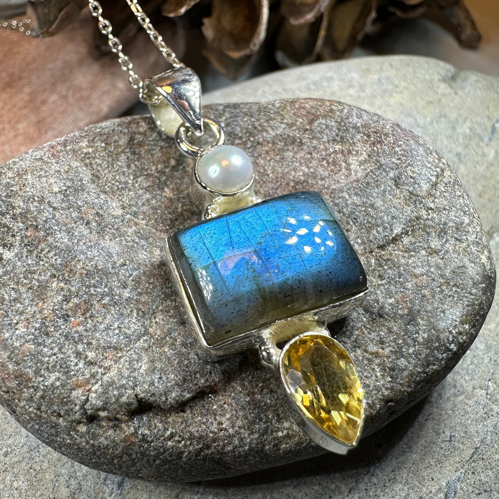 Citrine Blue Labradorite Necklace