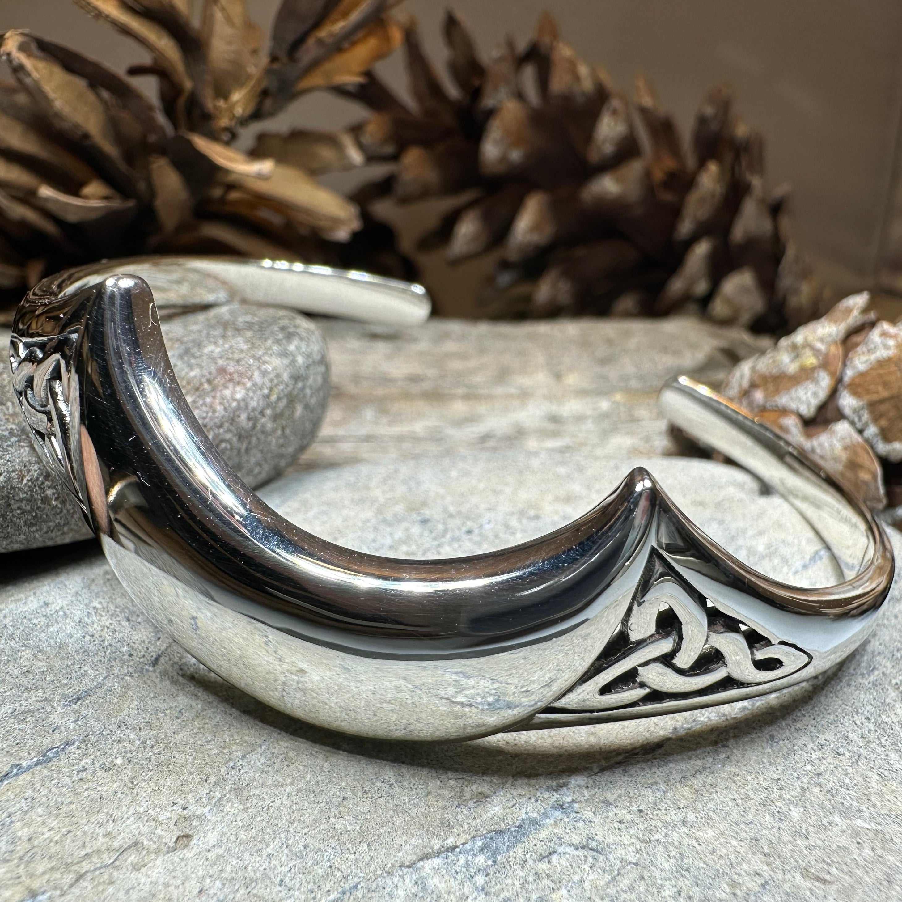 Lucina Celtic Moon Cuff Bracelet in Sterling Silver