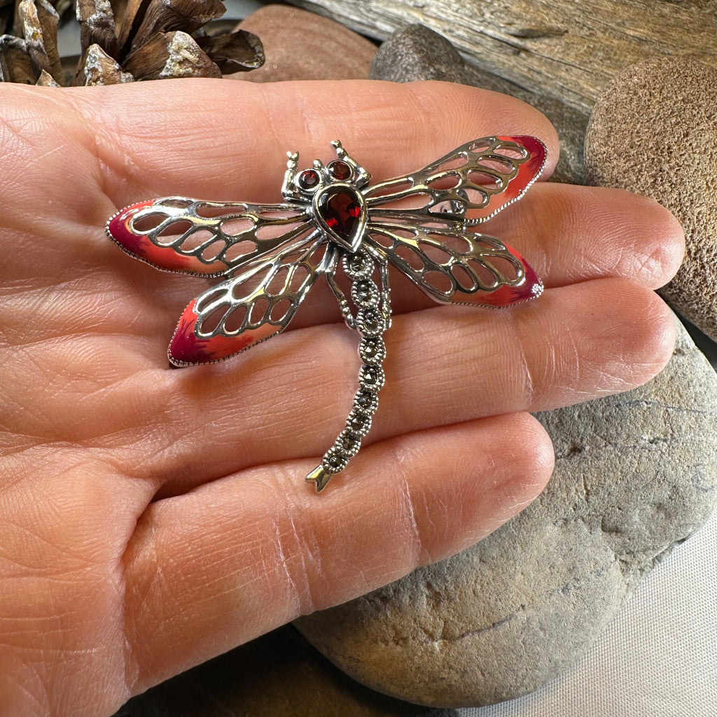 Damsel Dragonfly Marcasite Brooch