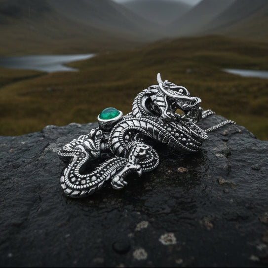 Avrae Marcasite Dragon Necklace in Sterling Silver