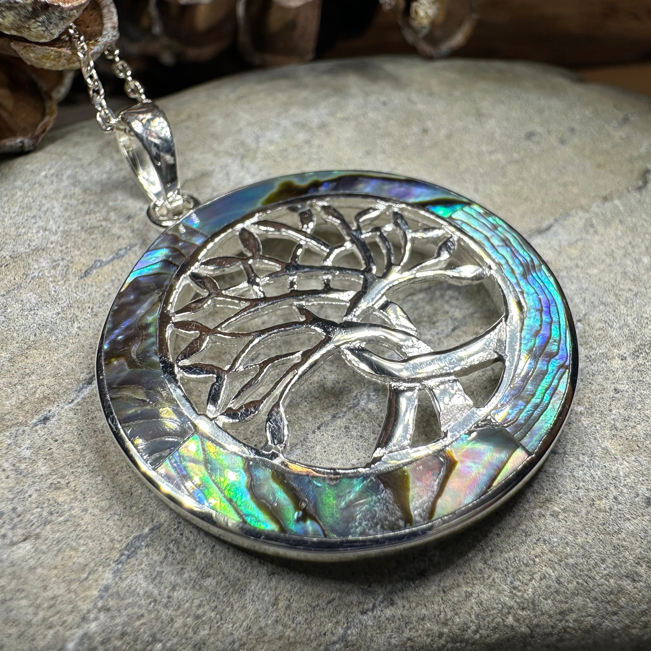 Carmina Tree of Life Shell Necklace in Sterling Silver