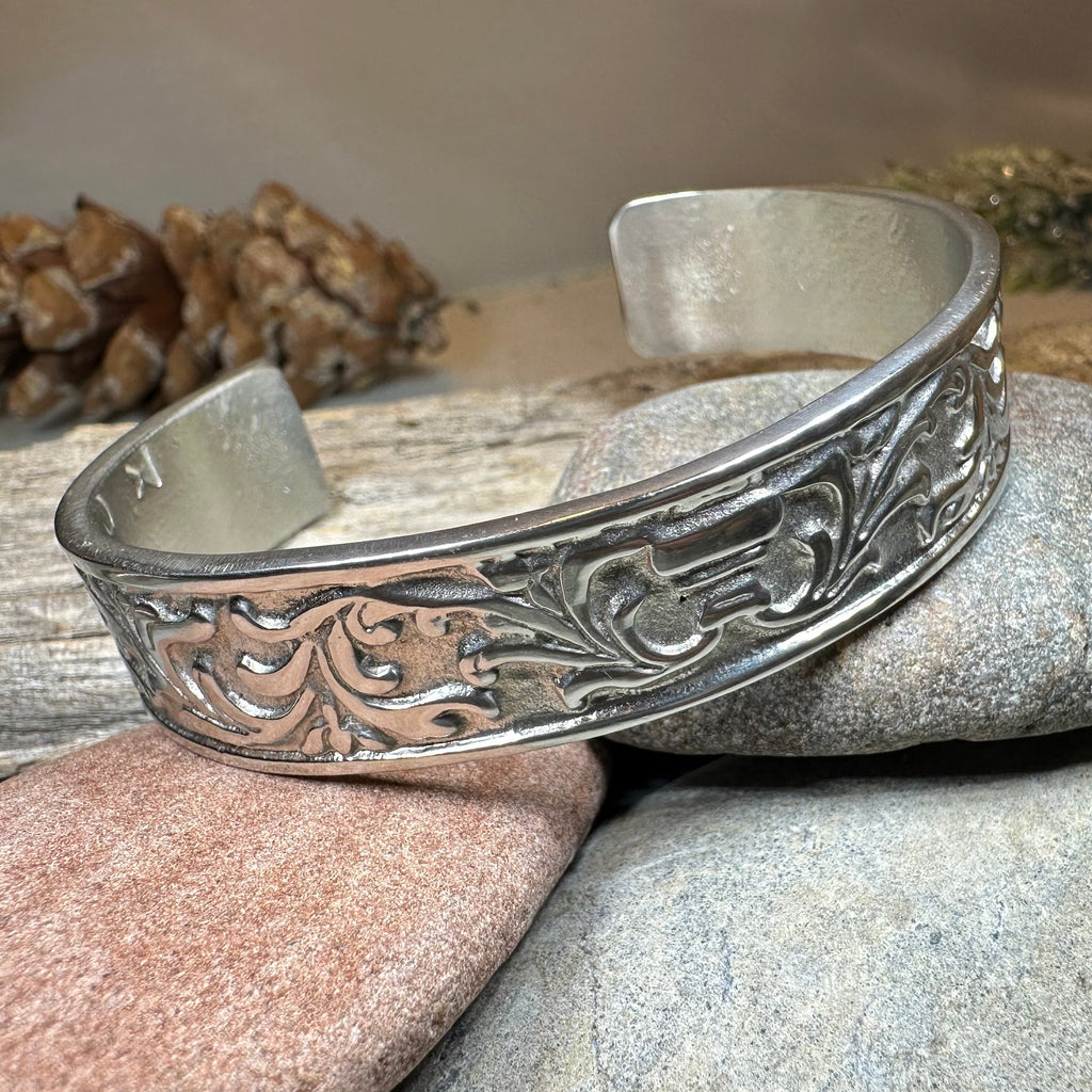 Baroque Pewter Cuff Bracelet - Handmade in Scotland