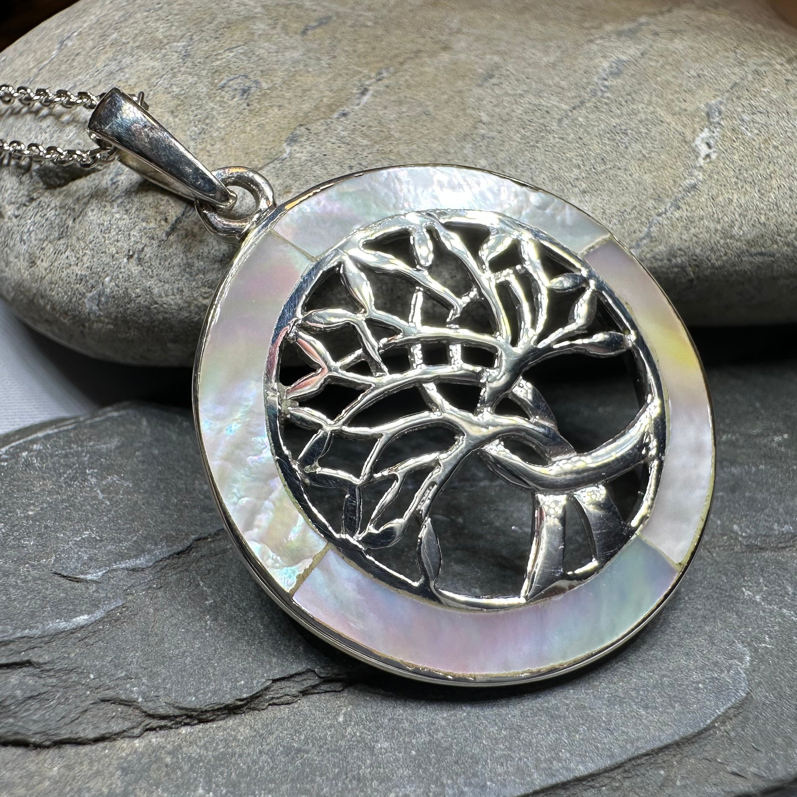 Carmina Tree of Life Shell Necklace in Sterling Silver