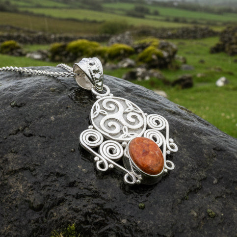 Lyria Celtic Triple Spiral Necklace in Sterling Silver