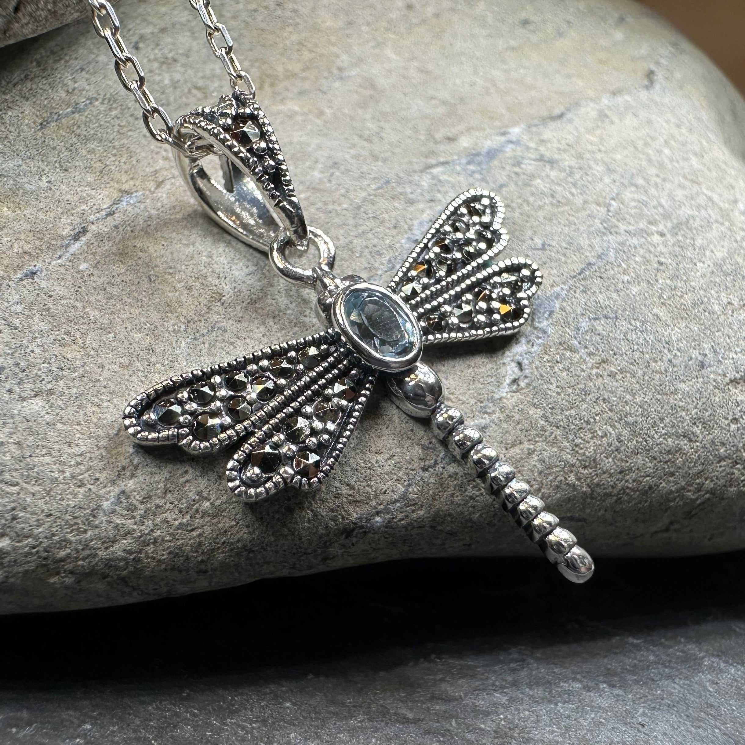 Hope Marcasite Dragonfly Necklace