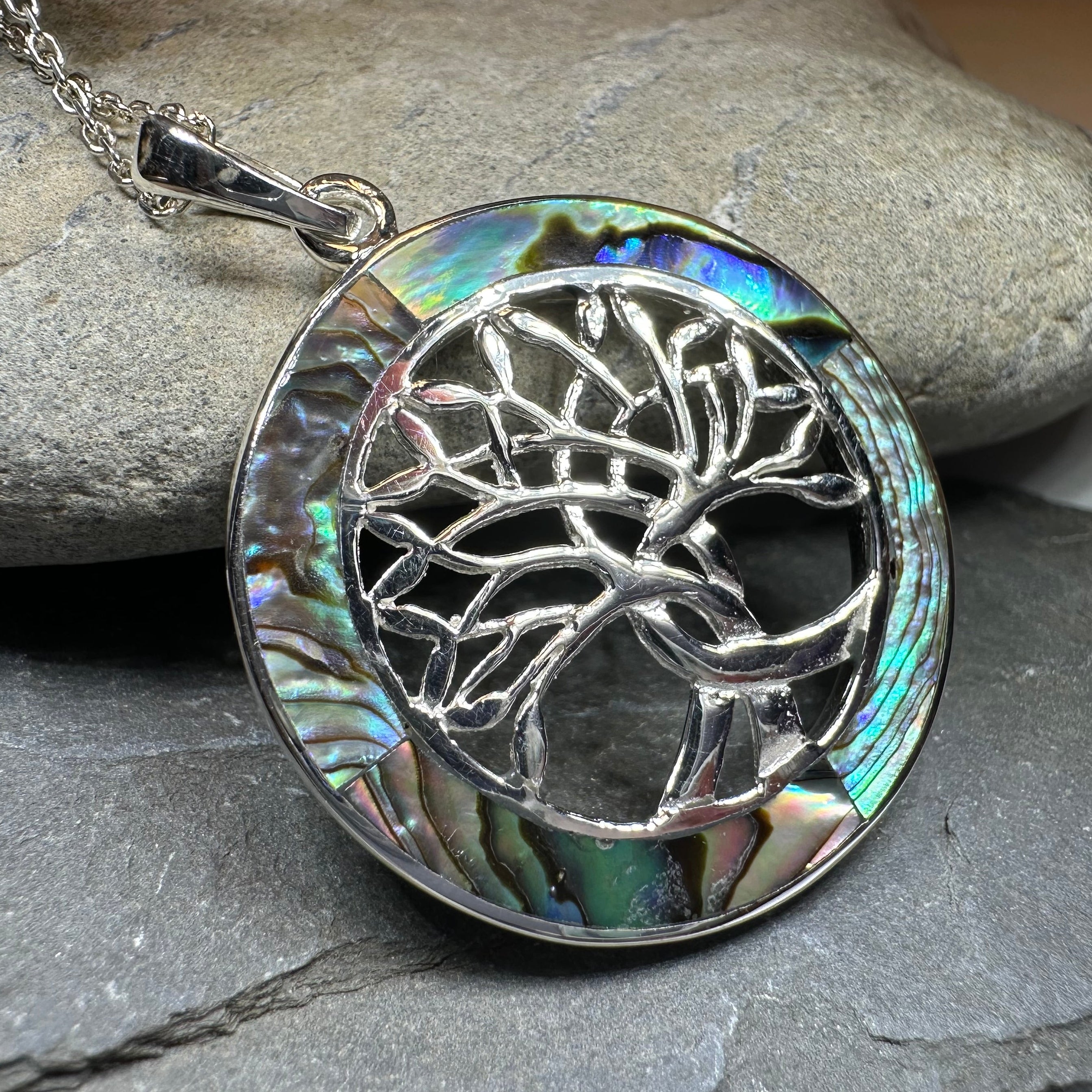 Carmina Tree of Life Shell Necklace in Sterling Silver