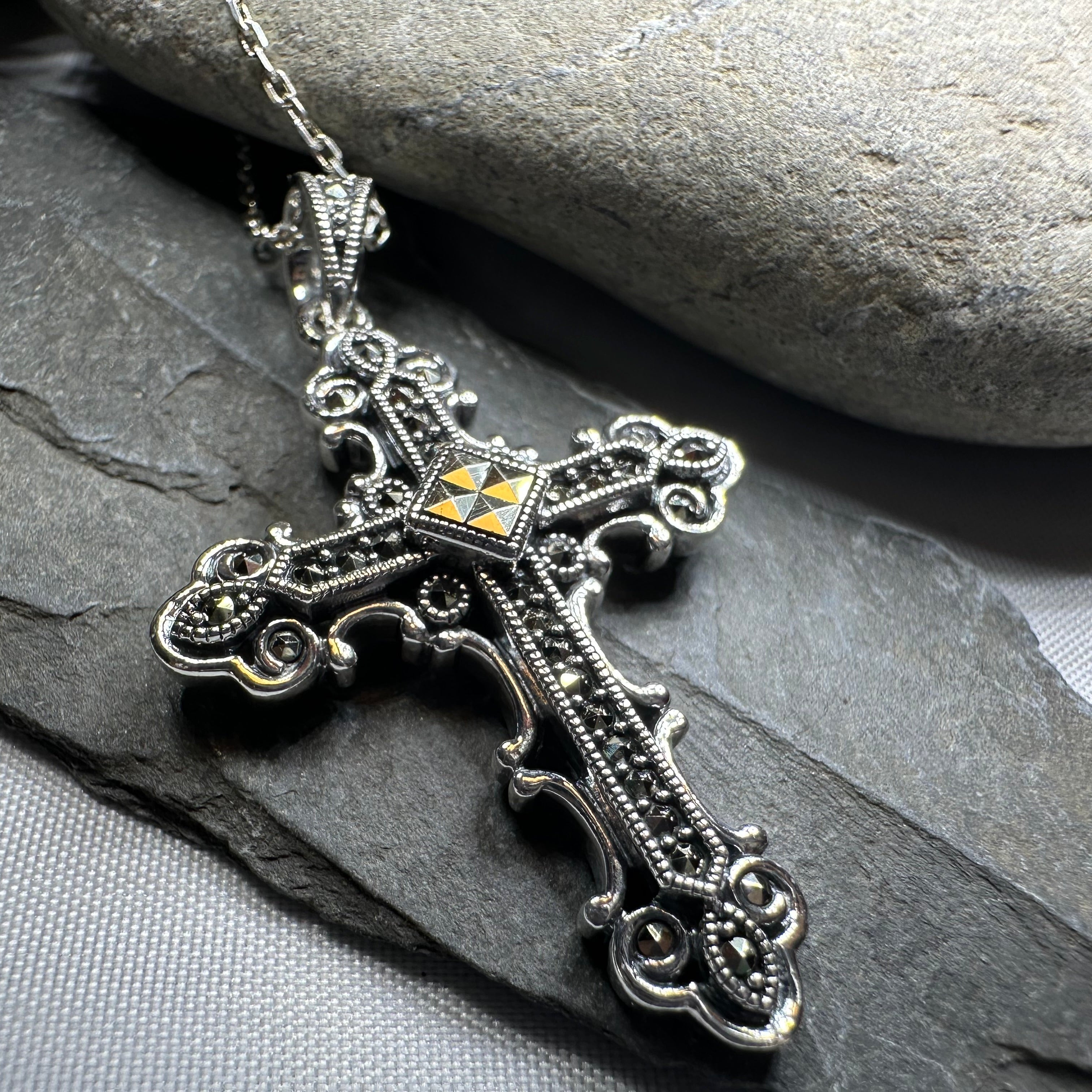 Jehanne Marcasite Cross Necklace