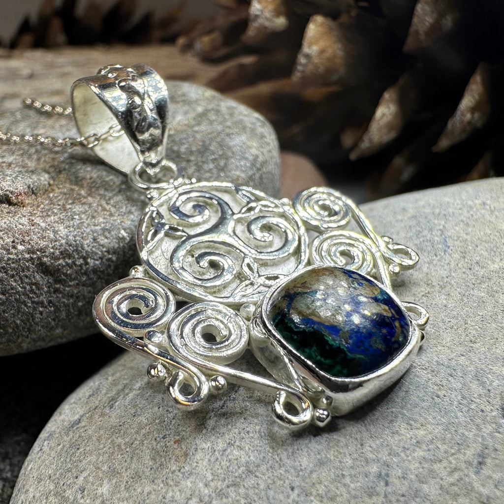 Lyria Celtic Triple Spiral Necklace in Sterling Silver