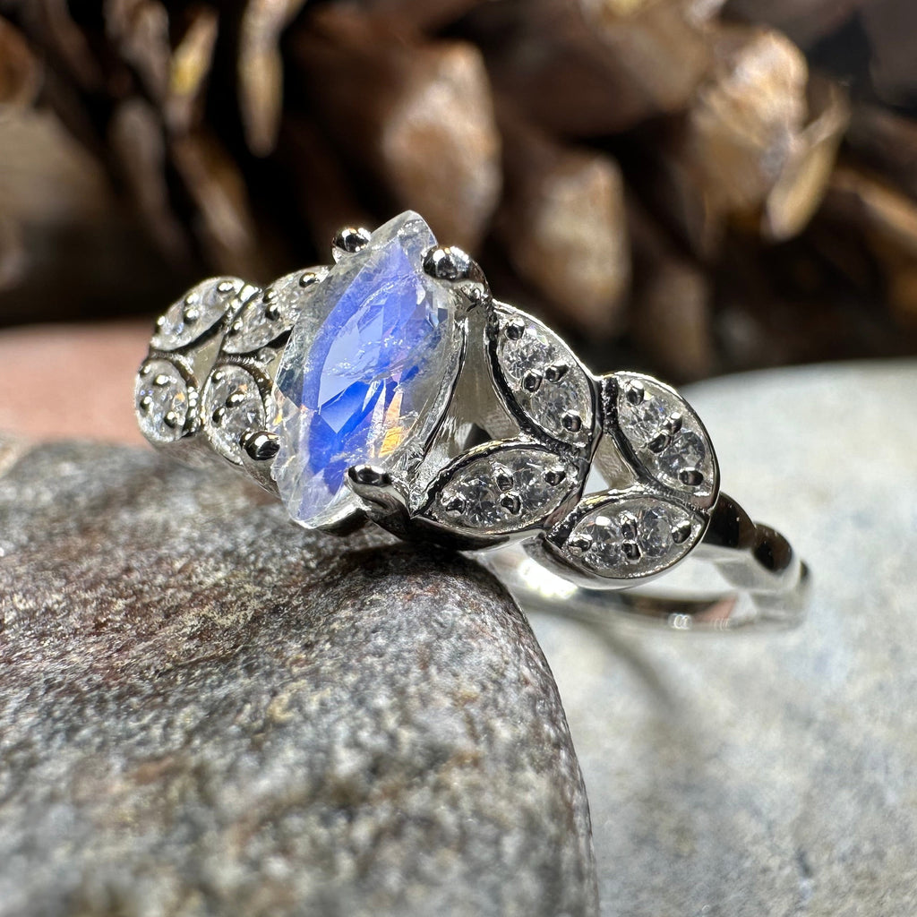 Laurel Moonstone Ring in Sterling Silver