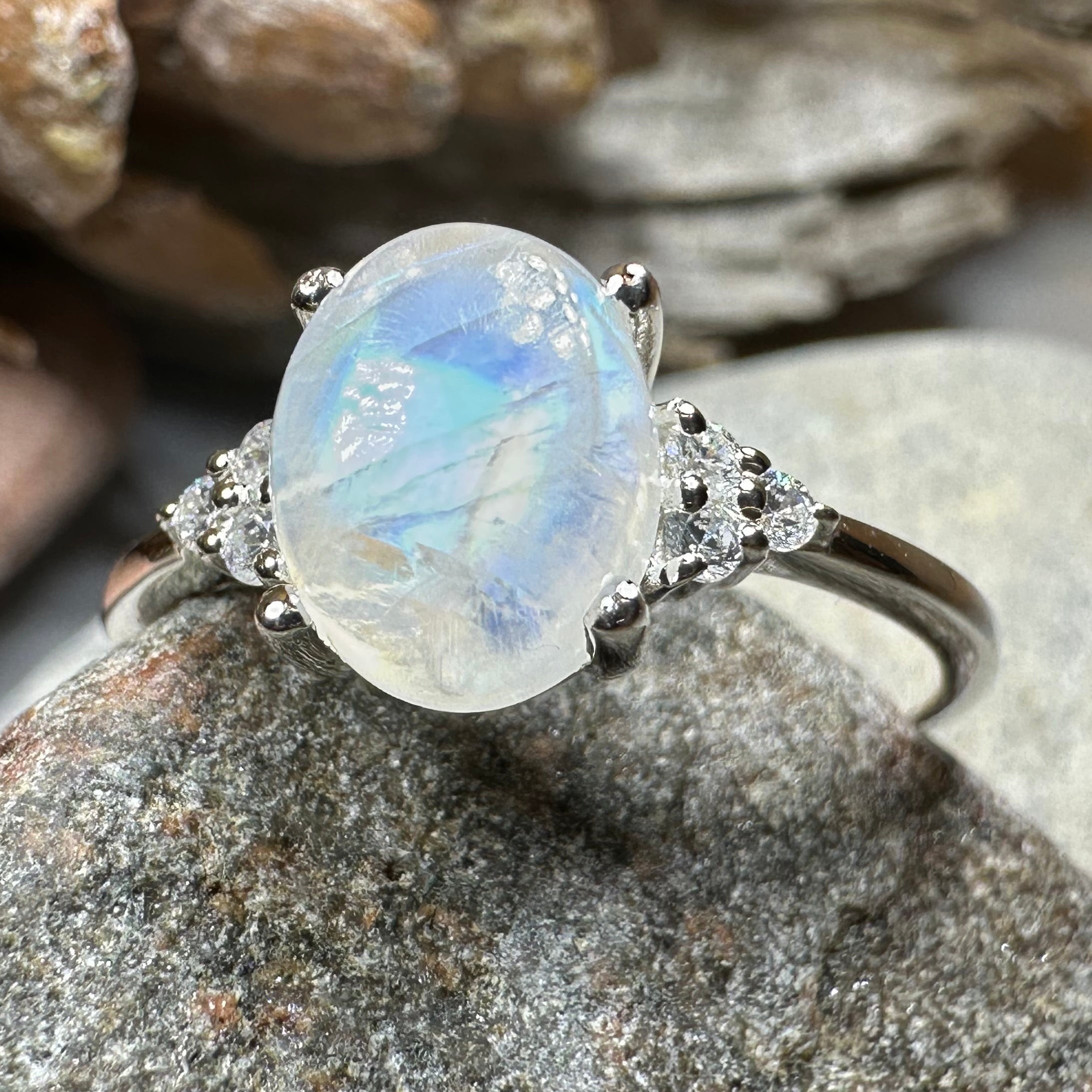 Winter Dawn Moonstone Ring in Sterling Silver