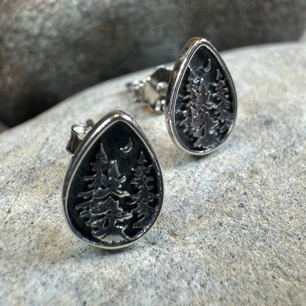 Deep Forest Pine Tree Stud Earrings