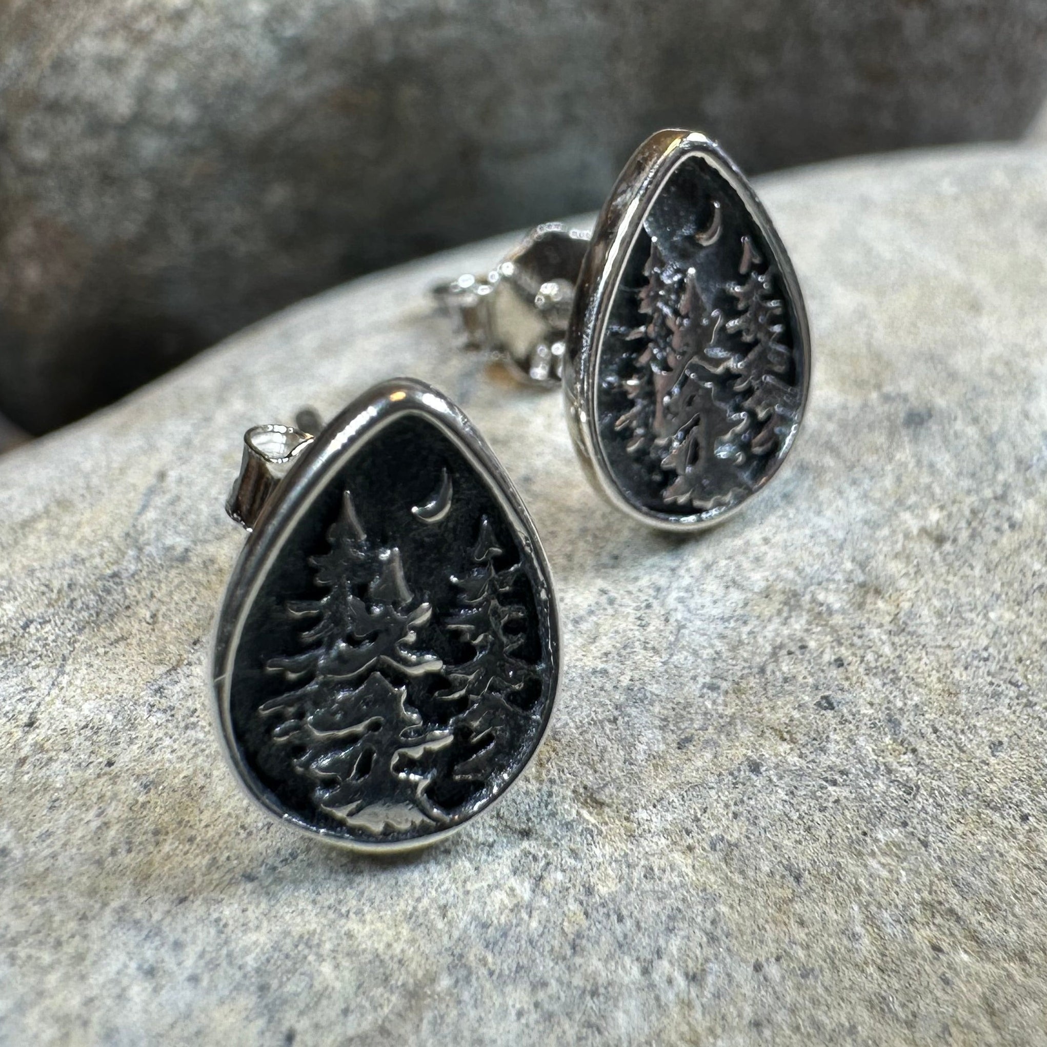 Deep Forest Pine Tree Stud Earrings