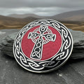 Enamel Celtic Cross Round Brooch
