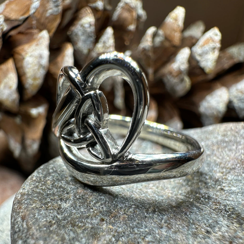 Celtic Trinity Knot Heart Ring in Sterling Silver